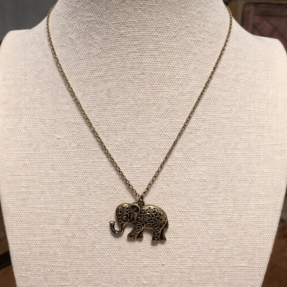 Pomina Elephant Pendant Necklace Gold Tone Filigree  (BR1313/2) - Picture 6 of 6